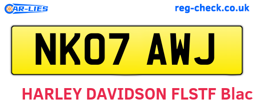 NK07AWJ are the vehicle registration plates.