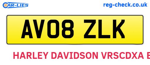 AV08ZLK are the vehicle registration plates.