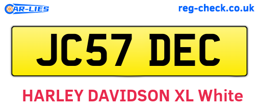 JC57DEC are the vehicle registration plates.