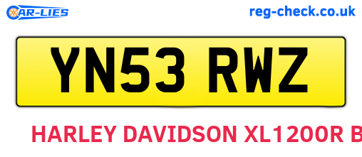YN53RWZ are the vehicle registration plates.