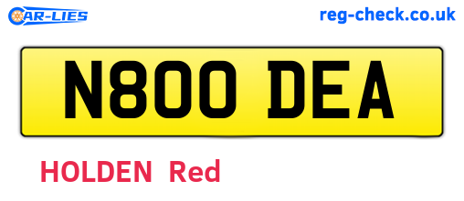 N800DEA are the vehicle registration plates.