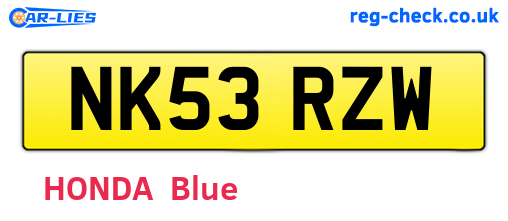 NK53RZW are the vehicle registration plates.