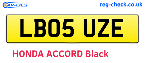 LB05UZE are the vehicle registration plates.