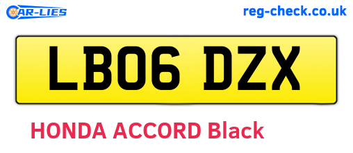 LB06DZX are the vehicle registration plates.