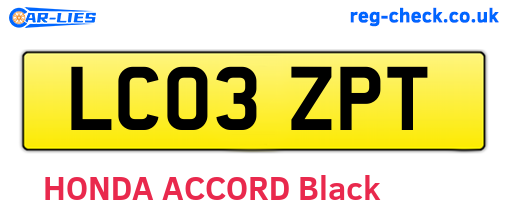 LC03ZPT are the vehicle registration plates.