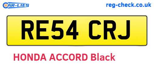 RE54CRJ are the vehicle registration plates.