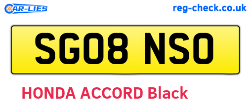SG08NSO are the vehicle registration plates.