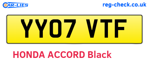 YY07VTF are the vehicle registration plates.