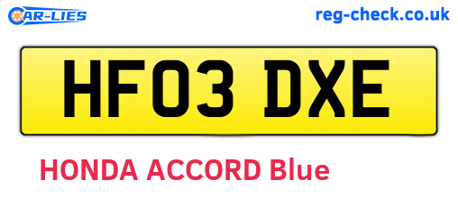 HF03DXE are the vehicle registration plates.
