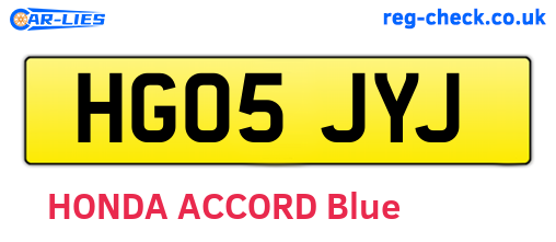 HG05JYJ are the vehicle registration plates.