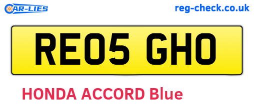 RE05GHO are the vehicle registration plates.