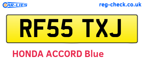 RF55TXJ are the vehicle registration plates.