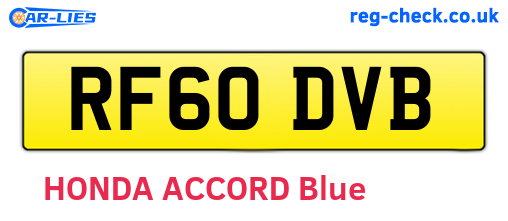 RF60DVB are the vehicle registration plates.