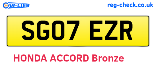 SG07EZR are the vehicle registration plates.