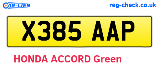X385AAP are the vehicle registration plates.