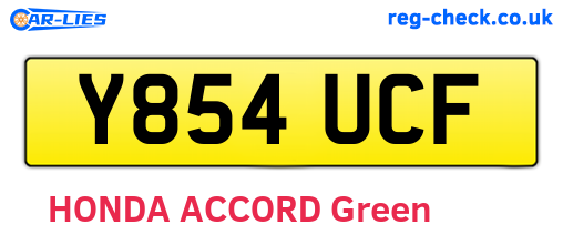 Y854UCF are the vehicle registration plates.