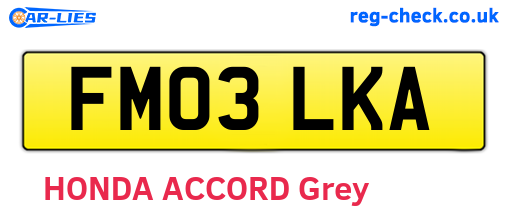 FM03LKA are the vehicle registration plates.