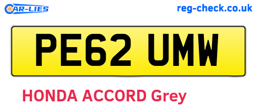 PE62UMW are the vehicle registration plates.