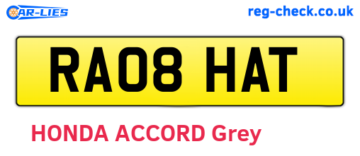 RA08HAT are the vehicle registration plates.