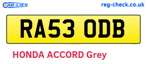 RA53ODB are the vehicle registration plates.