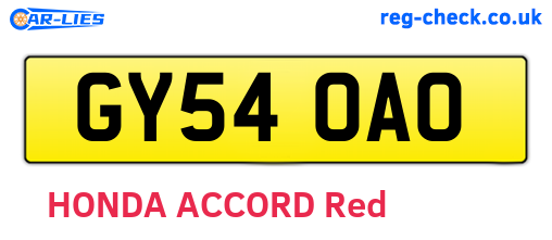 GY54OAO are the vehicle registration plates.