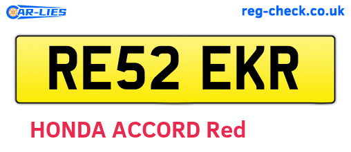 RE52EKR are the vehicle registration plates.