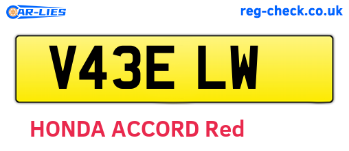 V43ELW are the vehicle registration plates.