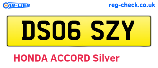 DS06SZY are the vehicle registration plates.