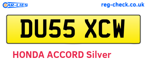 DU55XCW are the vehicle registration plates.