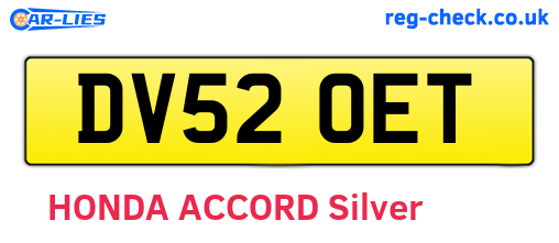 DV52OET are the vehicle registration plates.
