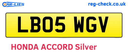 LB05WGV are the vehicle registration plates.