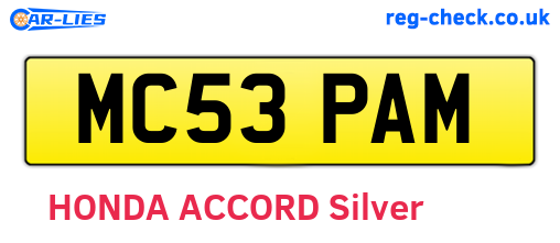 MC53PAM are the vehicle registration plates.