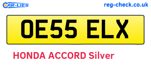 OE55ELX are the vehicle registration plates.