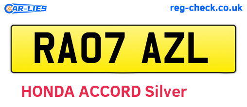 RA07AZL are the vehicle registration plates.