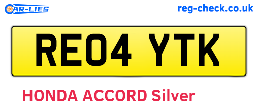 RE04YTK are the vehicle registration plates.
