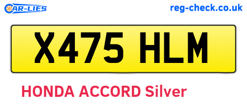 X475HLM are the vehicle registration plates.