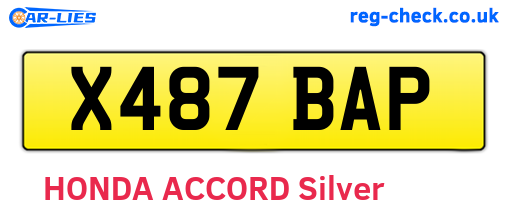 X487BAP are the vehicle registration plates.