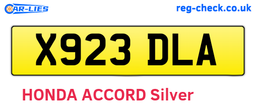 X923DLA are the vehicle registration plates.