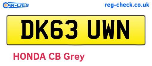 DK63UWN are the vehicle registration plates.