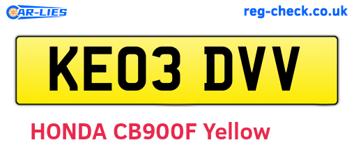 KE03DVV are the vehicle registration plates.