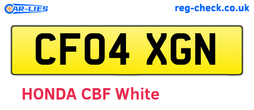 CF04XGN are the vehicle registration plates.