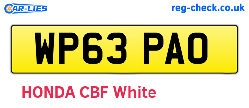 WP63PAO are the vehicle registration plates.