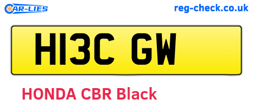 H13CGW are the vehicle registration plates.