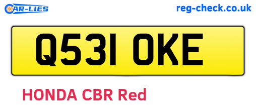 Q531OKE are the vehicle registration plates.