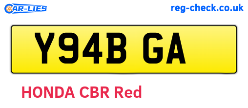 Y94BGA are the vehicle registration plates.