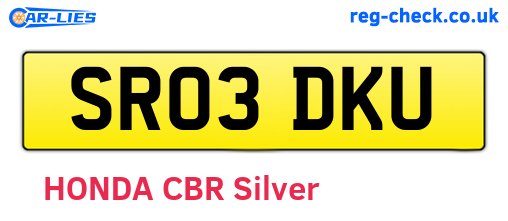 SR03DKU are the vehicle registration plates.