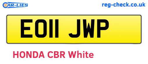 EO11JWP are the vehicle registration plates.