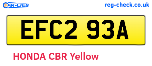 EFC293A are the vehicle registration plates.