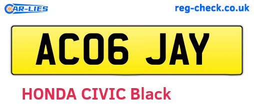 AC06JAY are the vehicle registration plates.