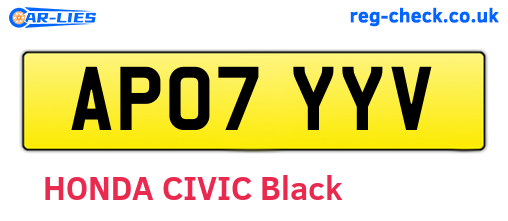 AP07YYV are the vehicle registration plates.